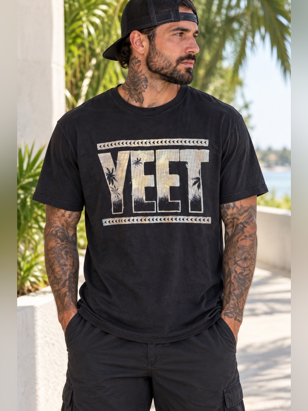 WWE Authentic Jey Uso “YEET” Black Graphic T-Shirt – Size Large